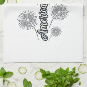 Patriottisch Amerika Bloem Vuurwerk Vector Design_ Theedoek (Gevouwen)