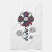Patriottisch Amerika Bloem Vuurwerk Vector Design_ Theedoek (Verticaal)