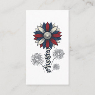 Patriottisch Amerika Bloem Vuurwerk Vector Design_ Visitekaartje