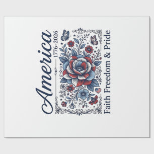 Patriottisch Amerika Bloemig Vintage Shirt Ontwerp Cadeaupapier