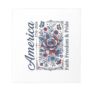 Patriottisch Amerika Bloemig Vintage Shirt Ontwerp Notitieblok