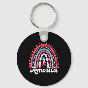Patriottisch Amerika Boho Regenboog 4 juli Onafhan Sleutelhanger