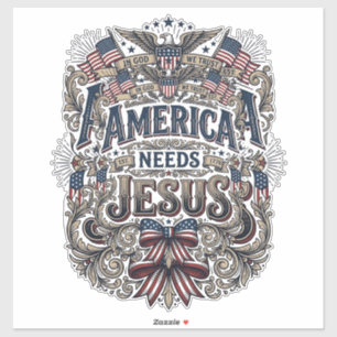 Patriottisch Amerika heeft Jezus nodig Vintage T-S Sticker