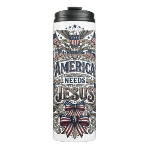 Patriottisch Amerika heeft Jezus nodig Vintage T-S Thermosbeker