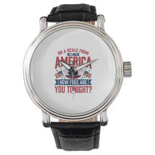Patriottisch Amerika Hoe Vrij Ben Je Vanavond T-sh Horloge
