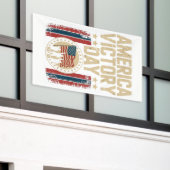 Patriottisch Amerika Overwinningsdag Embleem met S Spandoek (Buitenkant Gebouw)