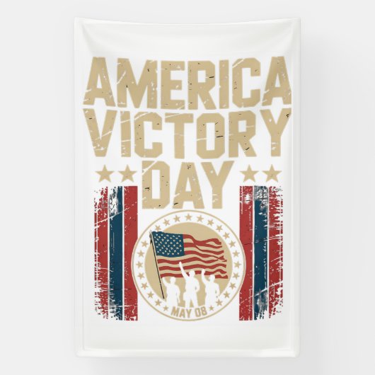 Patriottisch Amerika Overwinningsdag Embleem met S Spandoek (Verticaal)