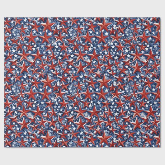 Patriottisch Amerika - Rode, Witte & Blauwe Sterre Cadeaupapier (Vlak)