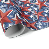 Patriottisch Amerika - Rode, Witte & Blauwe Sterre Cadeaupapier (Rol Hoek)