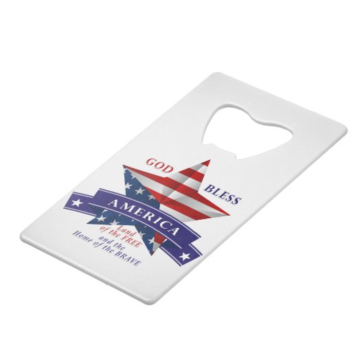 Patriottisch Amerika Star-ontwerp (v3) Creditkaart Flessenopener (Achterkant Gekanteld)