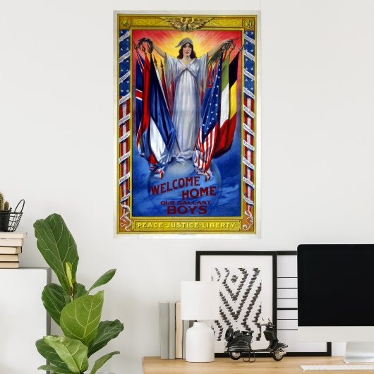  Patriottisch Amerika, vrijheid van vrede Poster (Thuiskantoor)