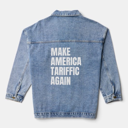 Patriottisch AMERIKA WEER TARIEF VAN Trump Denim Jacket (Achterkant)
