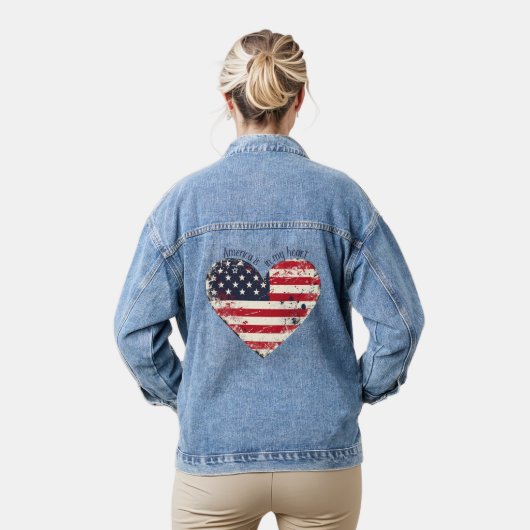 Patriottisch Amerika zit in mijn hart Denim Jacket (Model)