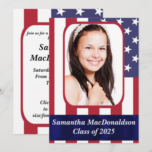 Patriottisch Amerikaans afstuderen foto Amerikaans Kaart (Voorkant / Achterkant)