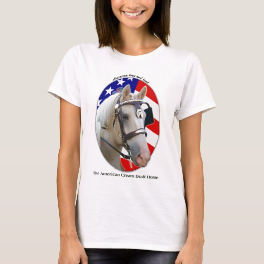 Patriottisch Amerikaans Cream Draft Horse T-shirt (Voorkant)