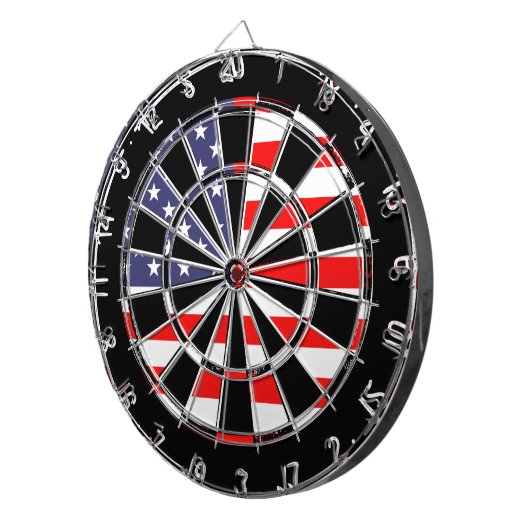 Patriottisch Amerikaans dartboard-ontwerp | Grungy Dartbord (Voorkant Rechts)
