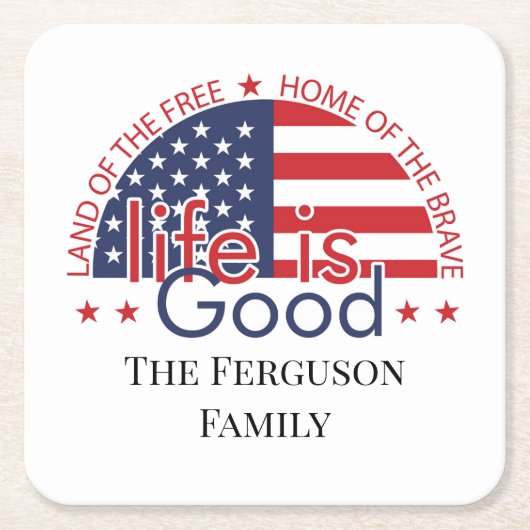 Patriottisch Amerikaans Flag Paper Onderzetter (Voorkant)