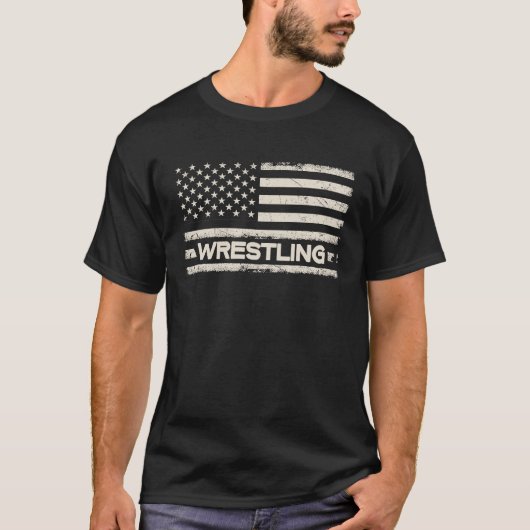  Patriottisch Amerikaans Flag Wrestling Wrestle T-shirt (Voorkant)