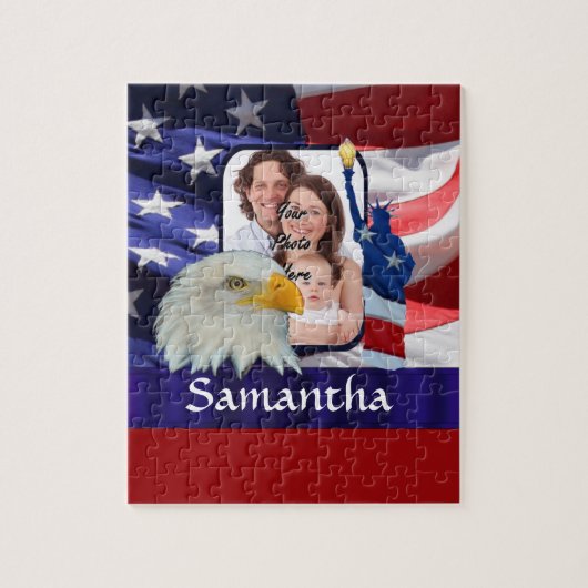 Patriottisch Amerikaans fotosjabloon Legpuzzel (Verticaal)