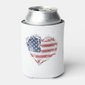 Patriottisch Amerikaans hart in Grunge Blikjeskoeler (Blikje Voorkant)