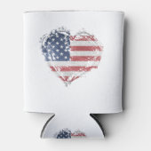Patriottisch Amerikaans hart in Grunge Blikjeskoeler (Voorkant)