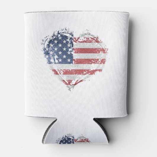 Patriottisch Amerikaans hart in Grunge Blikjeskoeler (Voorkant)