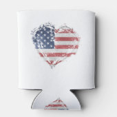 Patriottisch Amerikaans hart in Grunge Blikjeskoeler (Achterkant)