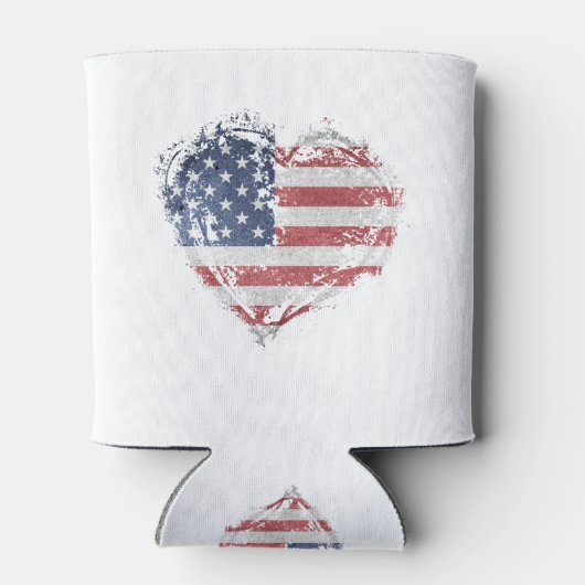 Patriottisch Amerikaans hart in Grunge Blikjeskoeler (Achterkant)