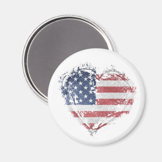 Patriottisch Amerikaans hart in Grunge Magneet (Voorkant / Achterkant)
