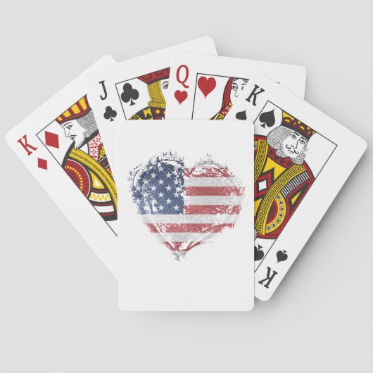 Patriottisch Amerikaans hart in Grunge Pokerkaarten (Achterkant)