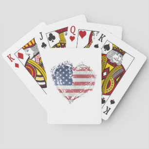 Patriottisch Amerikaans hart in Grunge Pokerkaarten