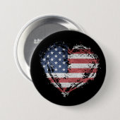 Patriottisch Amerikaans hart in Grunge Ronde Button 7,6 Cm (Voorkant /achterkant)
