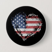 Patriottisch Amerikaans hart in Grunge Ronde Button 7,6 Cm (Voorkant)