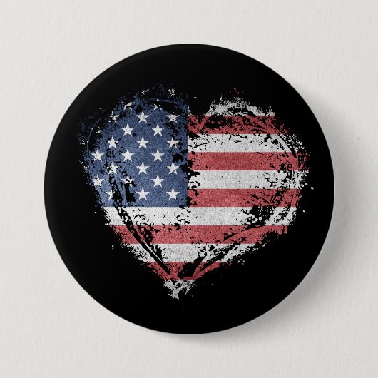 Patriottisch Amerikaans hart in Grunge Ronde Button 7,6 Cm (Voorkant)