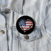 Patriottisch Amerikaans hart in Grunge Ronde Button 7,6 Cm (In situ)
