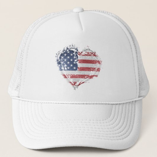 Patriottisch Amerikaans hart in Grunge Trucker Pet (Voorkant)