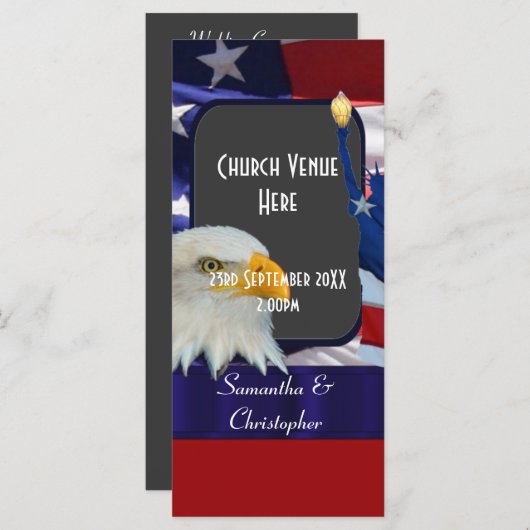 Patriottisch Amerikaans huwelijksprogramma Programmakaart (Voorkant / Achterkant)