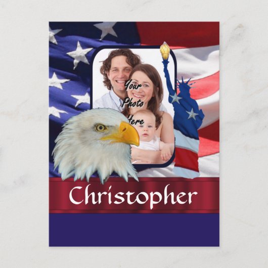 Patriottisch Amerikaans Icon foto template Briefkaart (Voorkant)