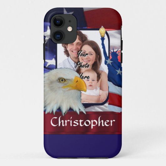 Patriottisch Amerikaans Icon foto template Case-Mate iPhone Case (Achterkant)