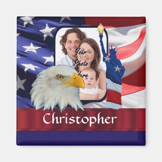 Patriottisch Amerikaans Icon foto template Magneet (Voorkant)