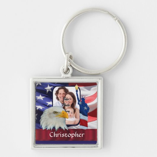 Patriottisch Amerikaans Icon foto template Sleutelhanger (Voorkant)