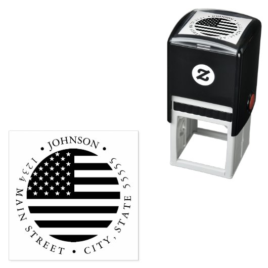 Patriottisch Amerikaans label met vlag Zelfinktende Stempel (In situ)