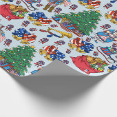 Patriottisch Amerikaans Nutkraker Blue Pattern Cadeaupapier (Hoek)