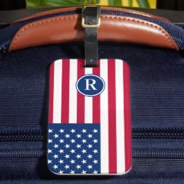 Patriottisch Amerikaans Rood Wit Blauw Aangepast M Bagagelabel
