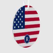 Patriottisch Amerikaans Rood Wit Blauw Aangepast M Ornament (voorkant)