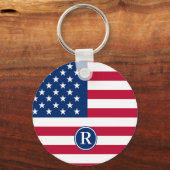 Patriottisch Amerikaans Rood Wit Blauw Aangepast M Sleutelhanger (Voorkant)