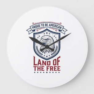 Patriottisch Amerikaans Schild Adelaar Vintage T-s Grote Klok