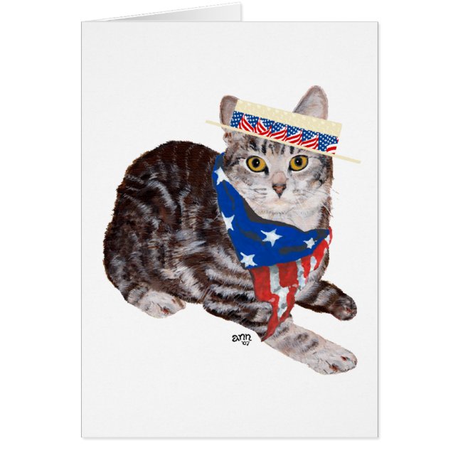 Patriottisch Amerikaans Shorthair Tabby Cat (Voorkant)