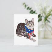 Patriottisch Amerikaans Shorthair Tabby Cat Briefkaart (Staand voorkant)