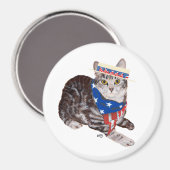 Patriottisch Amerikaans Shorthair Tabby Cat Magneet (Voorkant / Achterkant)